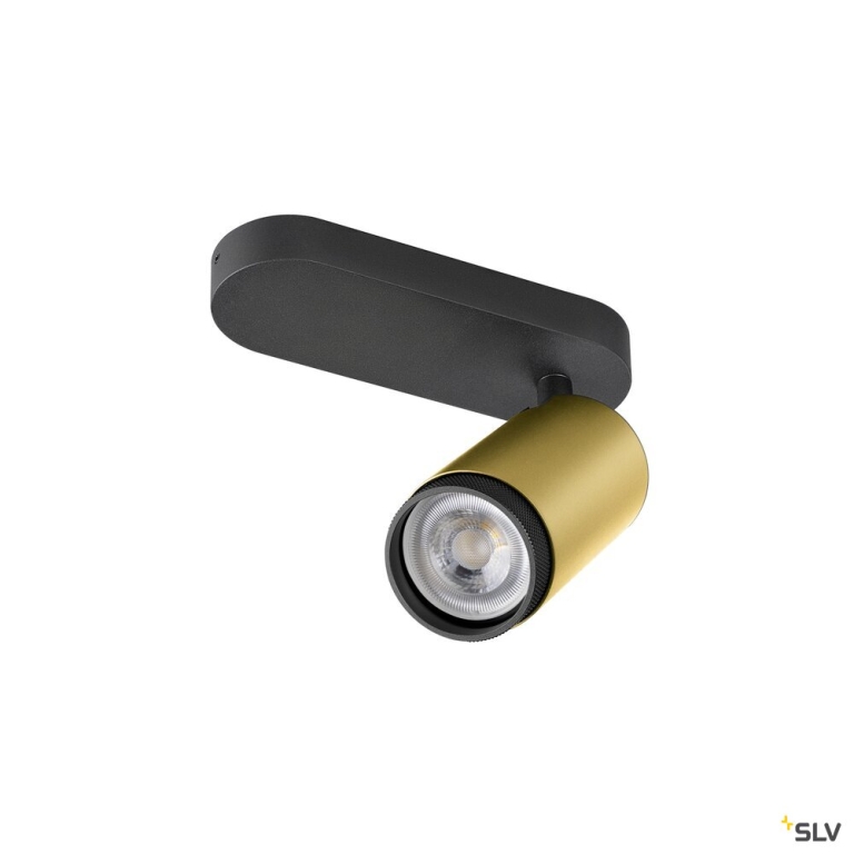 SLV GRIP! L, SPOT CL, single, QPAR51, Deckenaufbauleuchte, zylindrisch, 1 x max. 6 Watt, gold / schwarz