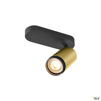 SLV GRIP! L, SPOT CL, single, QPAR51, Deckenaufbauleuchte, zylindrisch, 1 x max. 6 Watt, gold / schwarz