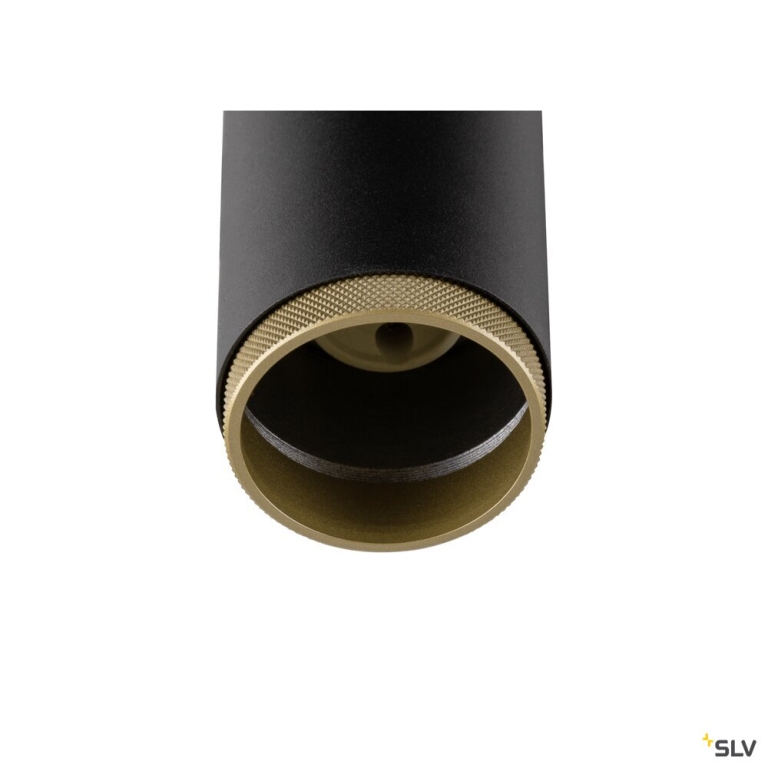 SLV GRIP! L, SPOT CL, double, QPAR51, Deckenaufbauleuchte, zylindrisch, 2 x max. 6 Watt, schwarz / gold