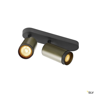 SLV GRIP! L, SPOT CL, double, QPAR51, Deckenaufbauleuchte, zylindrisch, 2 x max. 6 Watt, bronze / schwarz