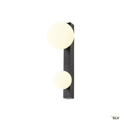 SLV SUN WL, double, G9, Wandaufbauleuchte, rund, 1 x max. 5 W, IP20, schwarz
