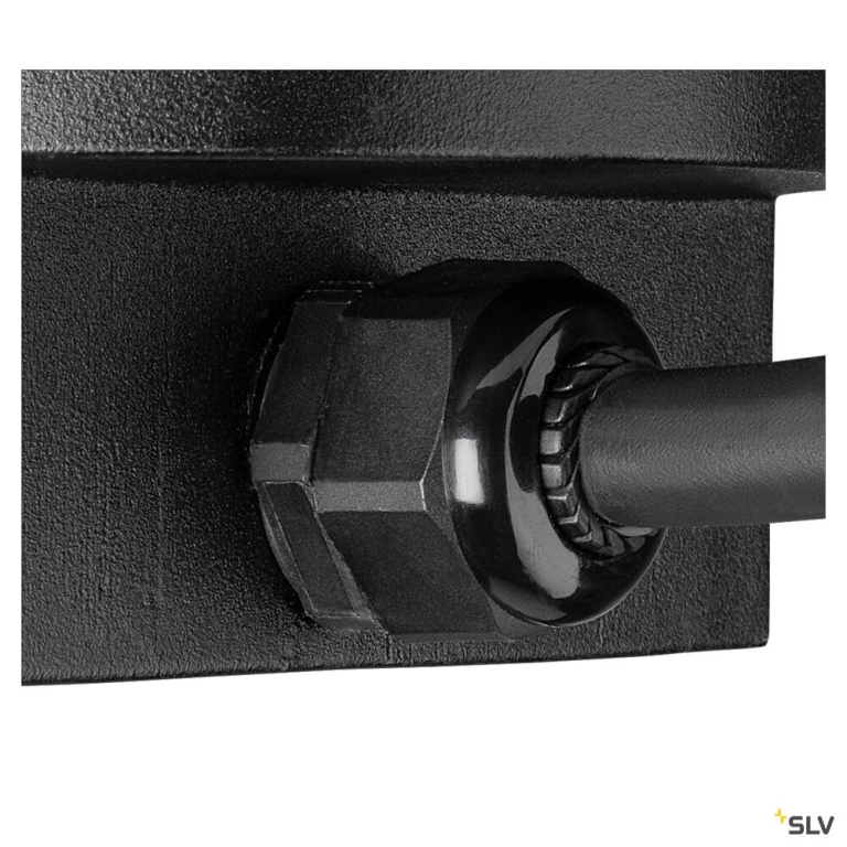 SLV DASAR® L, Bodeneinbauleuchte, asymmetrisch, 3000K, 70°/40°, IP65/IP67, quadratisch, edelstahl / schwarz