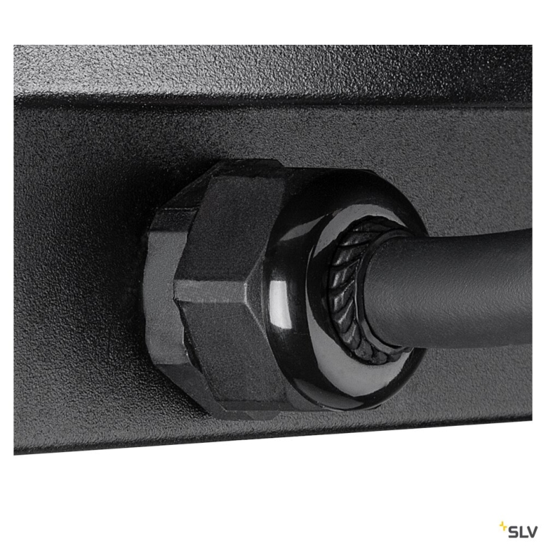 SLV DASAR® XL, Bodeneinbauleuchte, asymmetrisch, 3000K, 70°/40°, IP65/IP67, quadratisch, edelstahl / schwarz