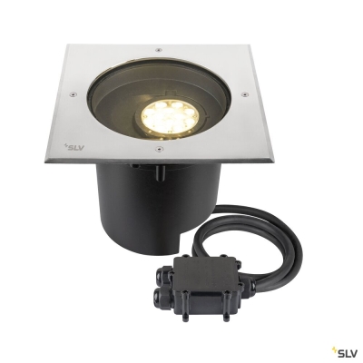 SLV DASAR® XL, Bodeneinbauleuchte, asymmetrisch, 3000K, 70°/40°, IP65/IP67, quadratisch, edelstahl / schwarz