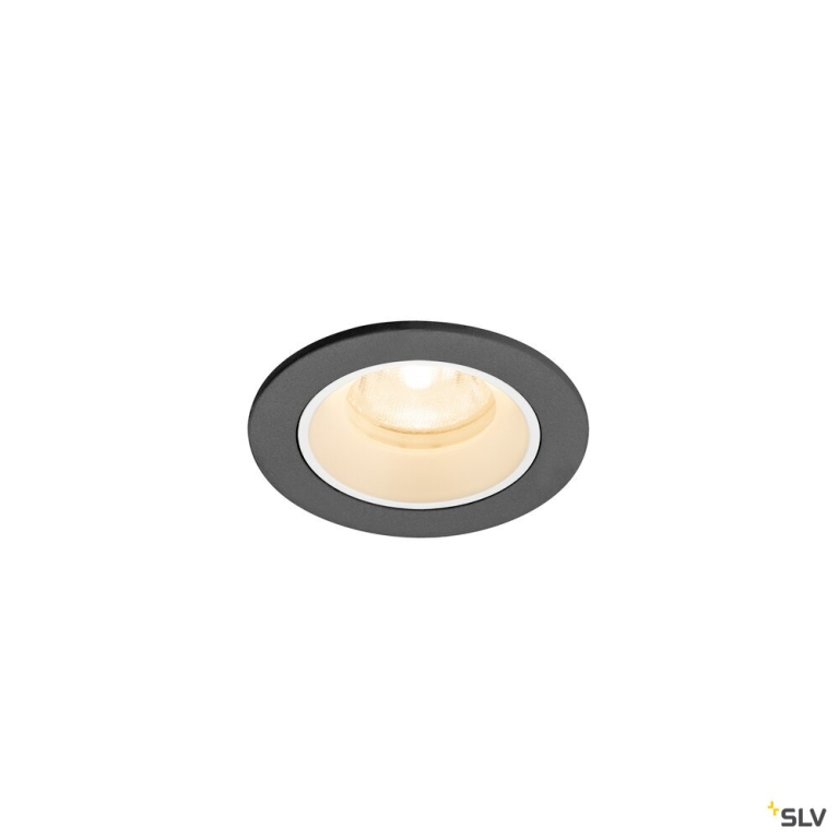 SLV NUMINOS® XS, Deckeneinbauleuchte, 2700 K, 40°, IP20, rund, schwarz / weiß