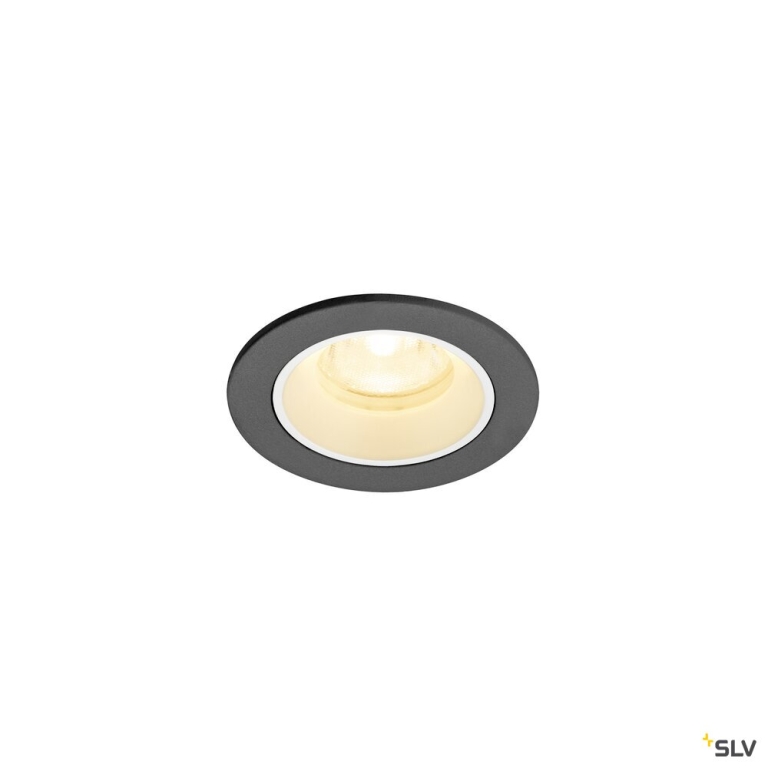 SLV NUMINOS® XS, Deckeneinbauleuchte, 3000 K, 40°, IP20, rund, schwarz / weiß