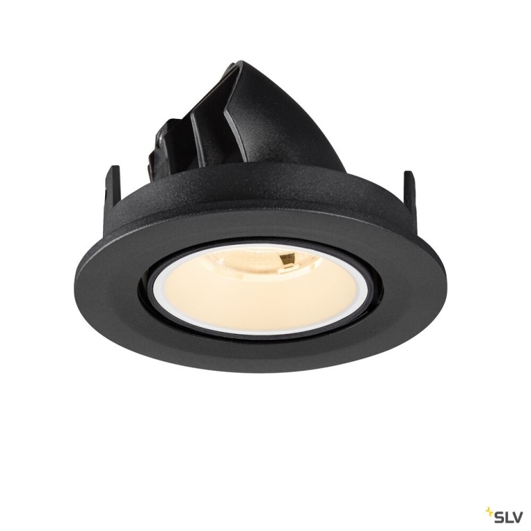 SLV NUMINOS® GIMBLE S, Deckeneinbauleuchte, 2700 K, 20°, IP20, rund, schwarz / weiß