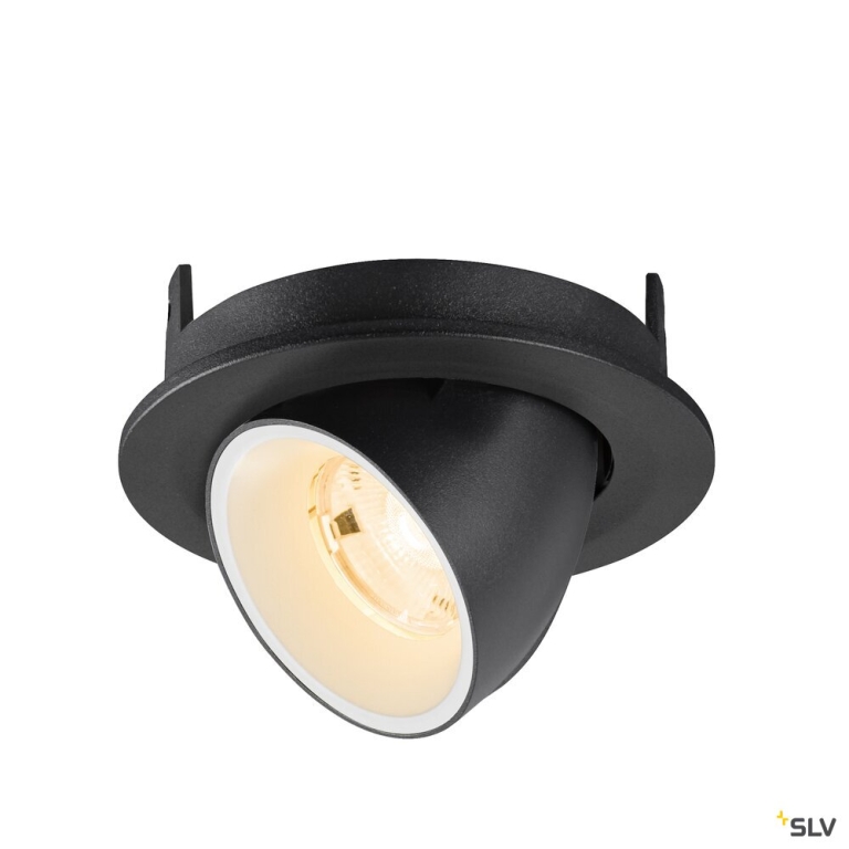 SLV NUMINOS® GIMBLE S, Deckeneinbauleuchte, 2700 K, 20°, IP20, rund, schwarz / weiß