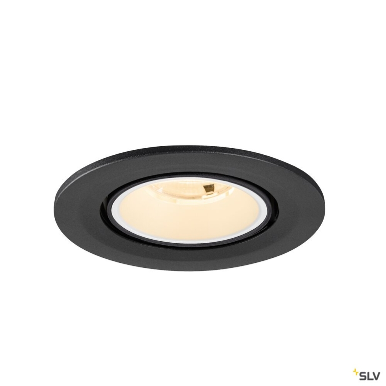 SLV NUMINOS® GIMBLE S, Deckeneinbauleuchte, 2700 K, 20°, IP20, rund, schwarz / weiß