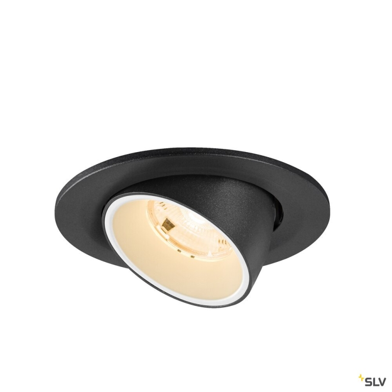 SLV NUMINOS® GIMBLE S, Deckeneinbauleuchte, 2700 K, 20°, IP20, rund, schwarz / weiß