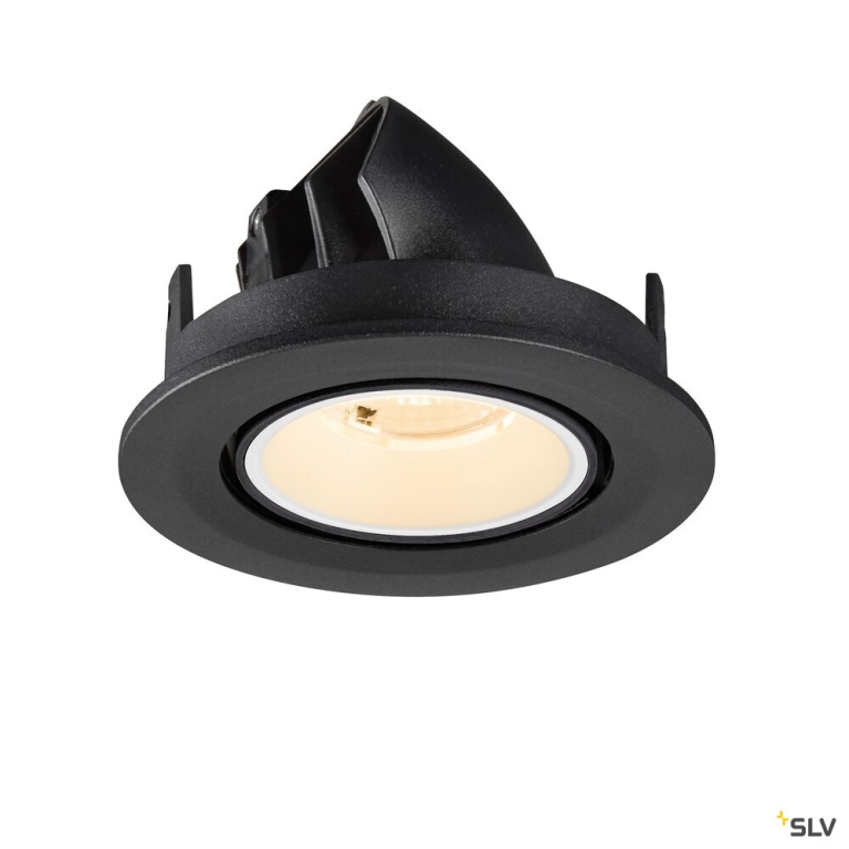 SLV NUMINOS® GIMBLE S, Deckeneinbauleuchte, 2700 K, 40°, IP20, rund, schwarz / weiß