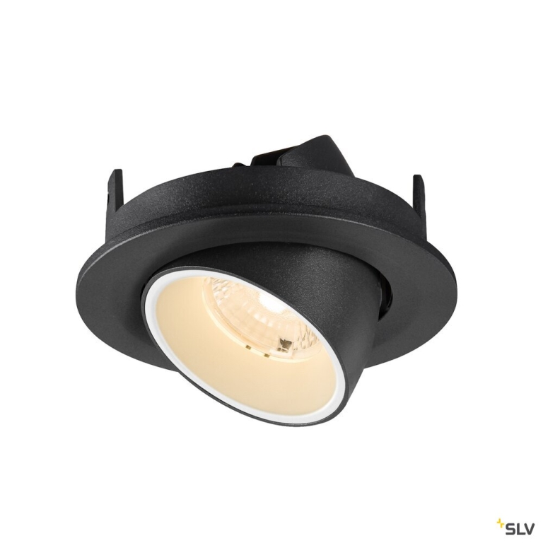 SLV NUMINOS® GIMBLE S, Deckeneinbauleuchte, 2700 K, 40°, IP20, rund, schwarz / weiß