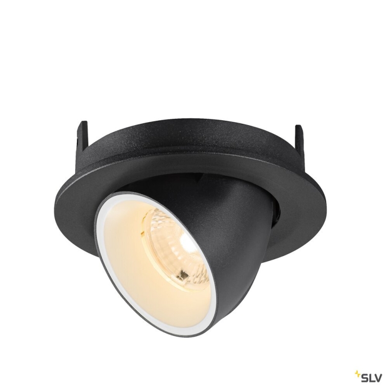 SLV NUMINOS® GIMBLE S, Deckeneinbauleuchte, 2700 K, 40°, IP20, rund, schwarz / weiß
