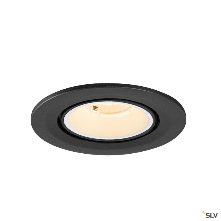 SLV NUMINOS® GIMBLE S, Deckeneinbauleuchte, 2700 K, 40°, IP20, rund, schwarz / weiß
