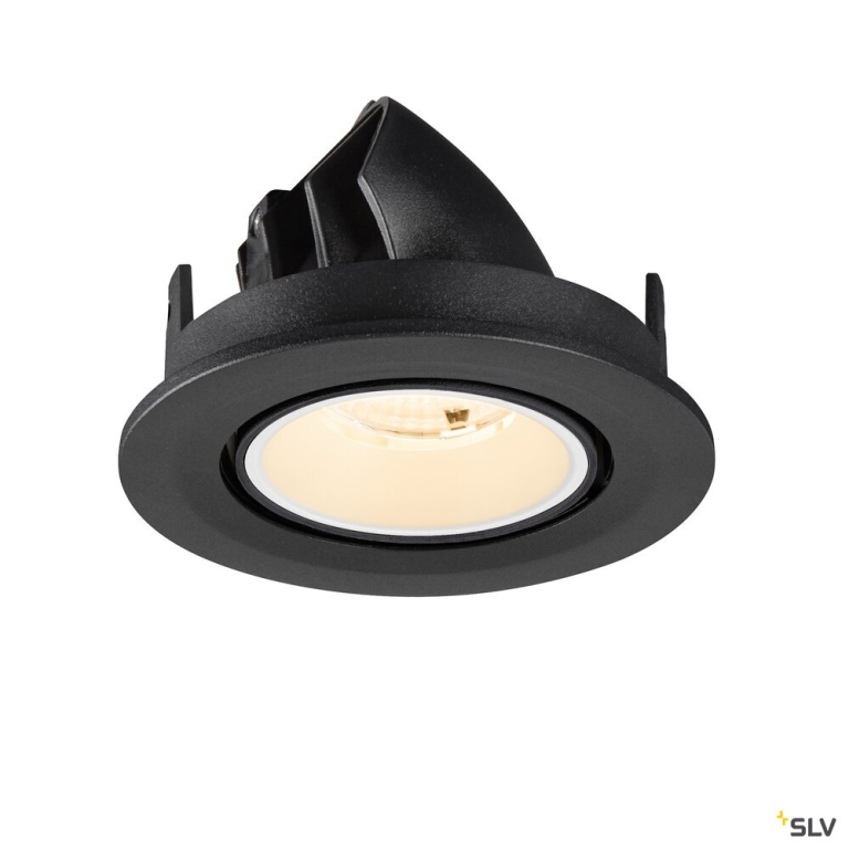 SLV NUMINOS® GIMBLE S, Deckeneinbauleuchte, 2700 K, 55°, IP20, rund, schwarz / weiß