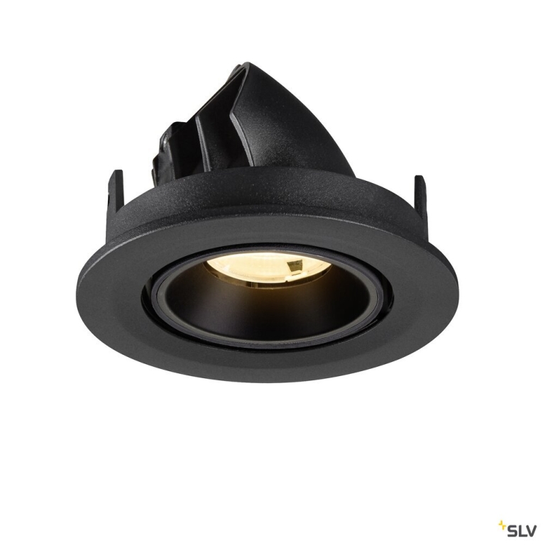 SLV NUMINOS® GIMBLE S, Deckeneinbauleuchte, 3000 K, 20°, IP20, rund, schwarz