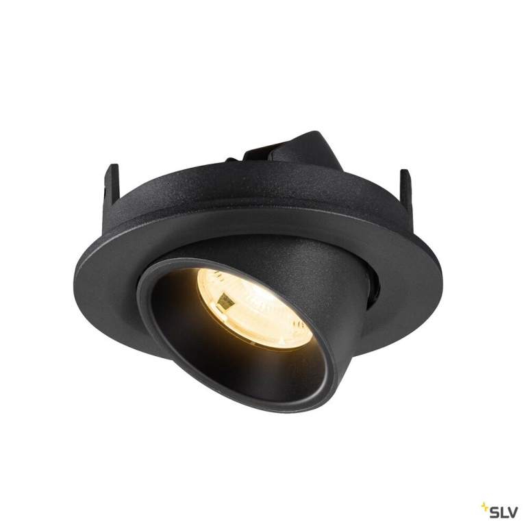 SLV NUMINOS® GIMBLE S, Deckeneinbauleuchte, 3000 K, 20°, IP20, rund, schwarz