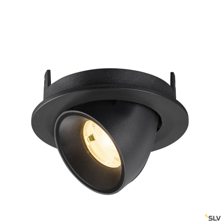 SLV NUMINOS® GIMBLE S, Deckeneinbauleuchte, 3000 K, 20°, IP20, rund, schwarz