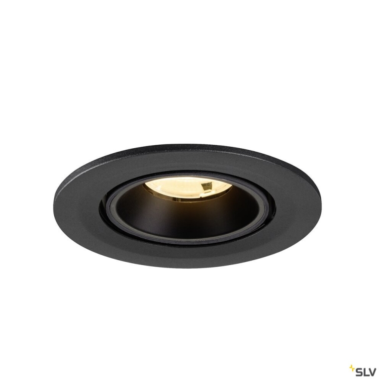 SLV NUMINOS® GIMBLE S, Deckeneinbauleuchte, 3000 K, 20°, IP20, rund, schwarz