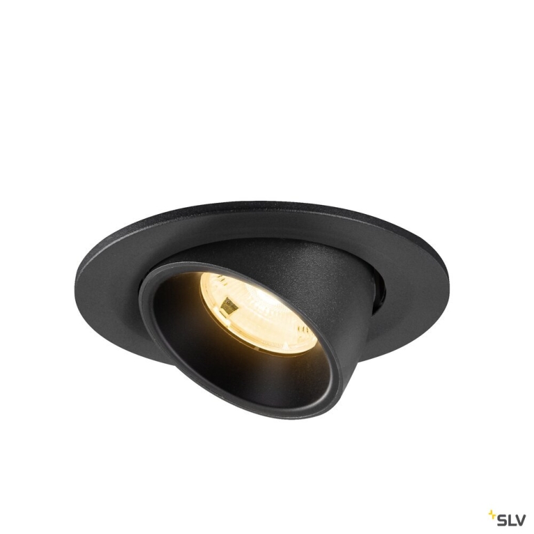SLV NUMINOS® GIMBLE S, Deckeneinbauleuchte, 3000 K, 20°, IP20, rund, schwarz