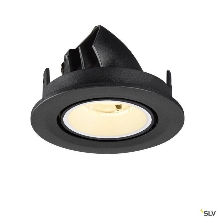 SLV NUMINOS® GIMBLE S, Deckeneinbauleuchte, 3000 K, 20°, IP20, rund, schwarz / weiß