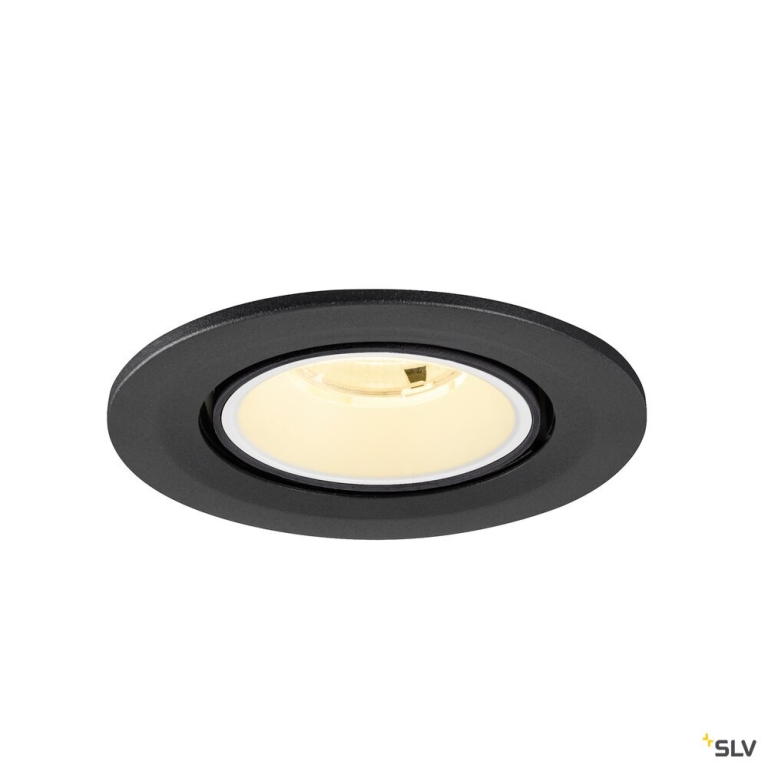 SLV NUMINOS® GIMBLE S, Deckeneinbauleuchte, 3000 K, 20°, IP20, rund, schwarz / weiß