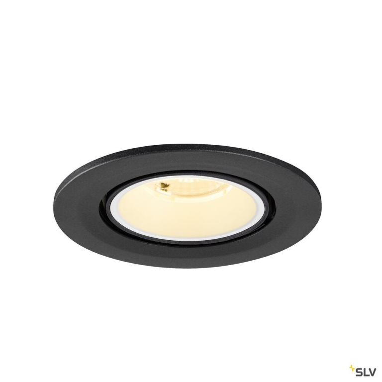 SLV NUMINOS® GIMBLE S, Deckeneinbauleuchte, 3000 K, 40°, IP20, rund, schwarz / weiß