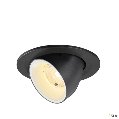 SLV NUMINOS® GIMBLE S, Deckeneinbauleuchte, 3000 K, 40°, IP20, rund, schwarz / weiß