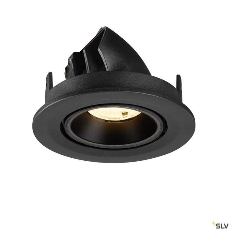 SLV NUMINOS® GIMBLE S, Deckeneinbauleuchte, 3000 K, 55°, IP20, rund, schwarz