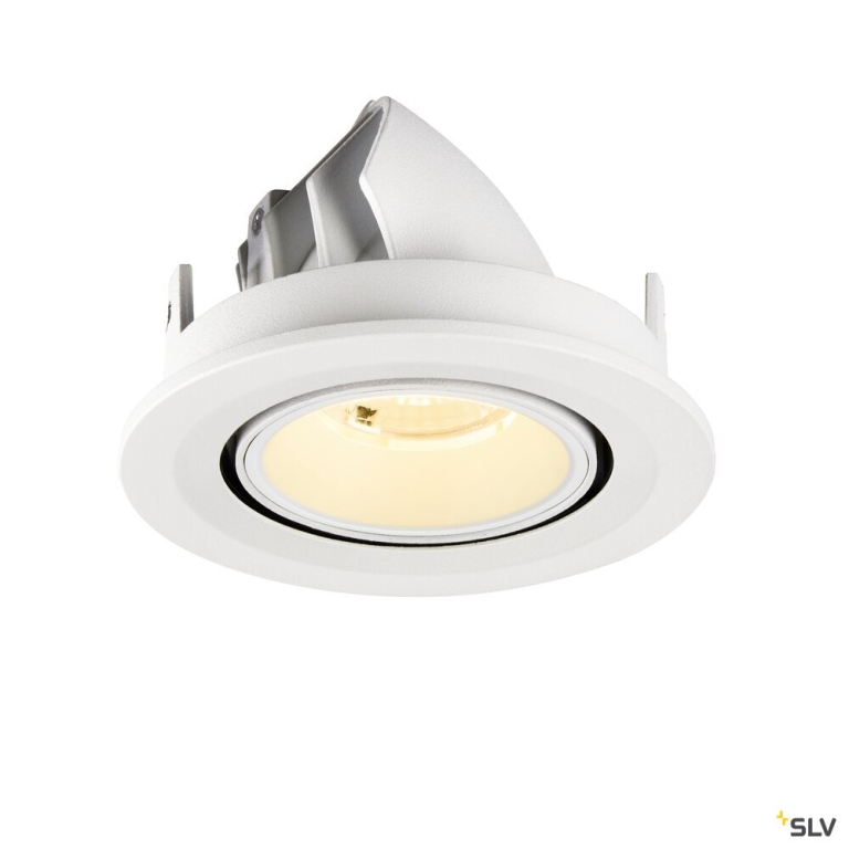 SLV NUMINOS® GIMBLE S, Deckeneinbauleuchte, 3000 K, 40°, IP20, rund, weiß