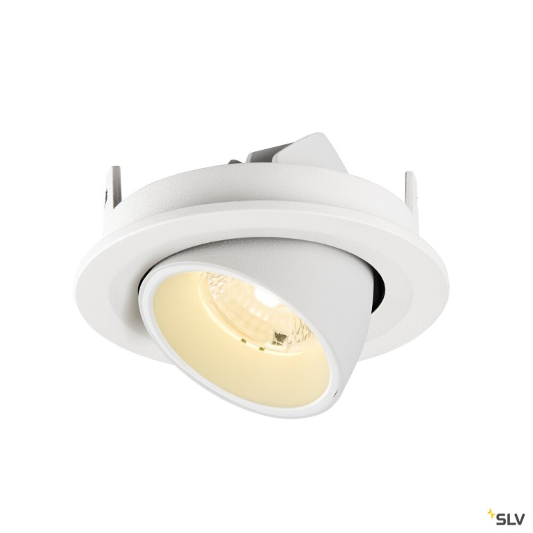SLV NUMINOS® GIMBLE S, Deckeneinbauleuchte, 3000 K, 40°, IP20, rund, weiß