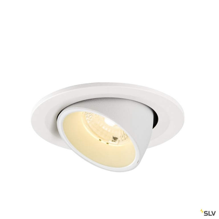 SLV NUMINOS® GIMBLE S, Deckeneinbauleuchte, 3000 K, 40°, IP20, rund, weiß