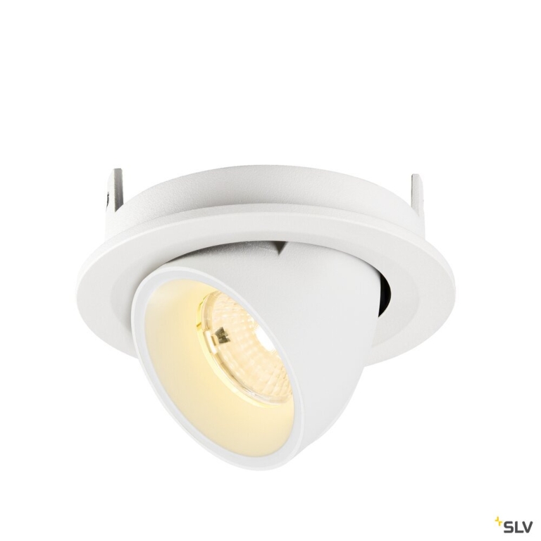 SLV NUMINOS® GIMBLE S, Deckeneinbauleuchte, 3000 K, 55°, IP20, rund, weiß