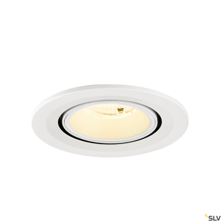 SLV NUMINOS® GIMBLE S, Deckeneinbauleuchte, 3000 K, 55°, IP20, rund, weiß