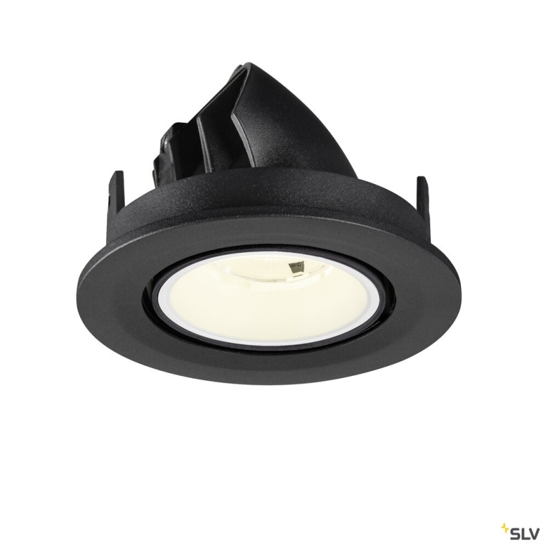 SLV NUMINOS® GIMBLE S, Deckeneinbauleuchte, 4000 K, 20°, IP20, rund, schwarz / weiß