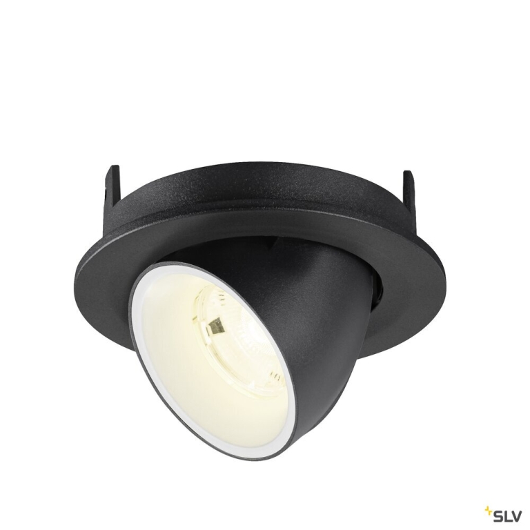SLV NUMINOS® GIMBLE S, Deckeneinbauleuchte, 4000 K, 20°, IP20, rund, schwarz / weiß