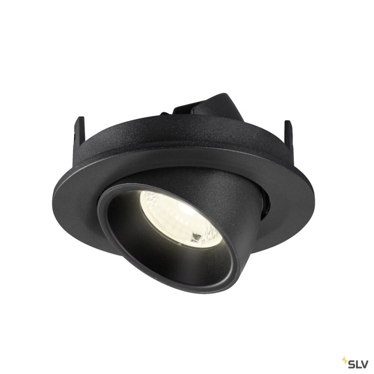 SLV NUMINOS® GIMBLE S, Deckeneinbauleuchte, 4000 K, 40°, IP20, rund, schwarz