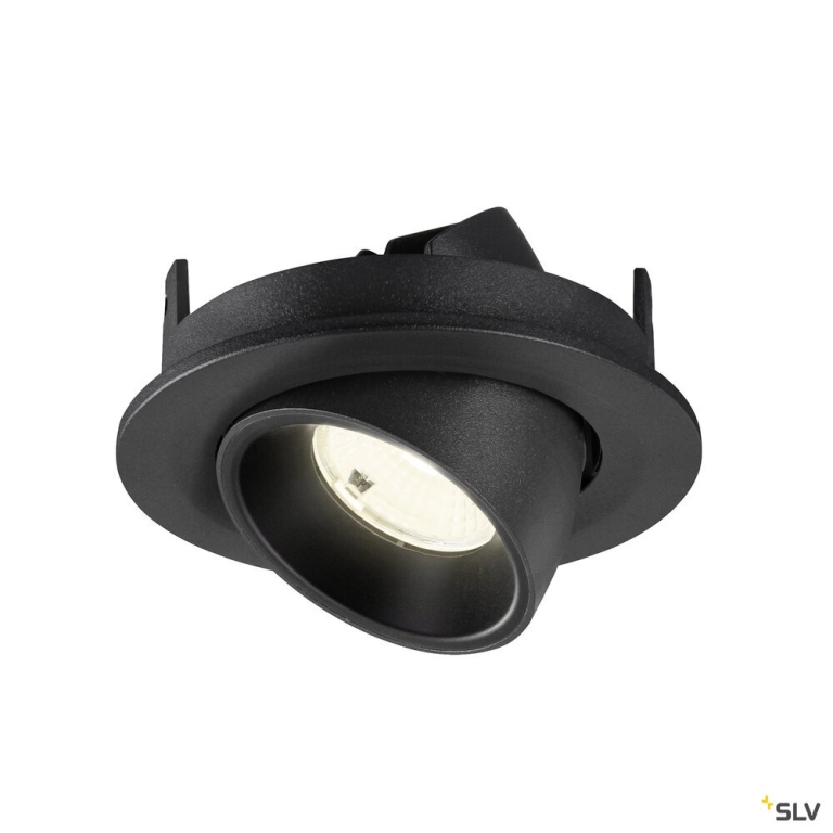 SLV NUMINOS® GIMBLE S, Deckeneinbauleuchte, 4000 K, 55°, IP20, rund, schwarz