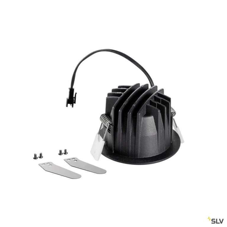 SLV NUMINOS® S, Deckeneinbauleuchte, 3000 K, 55°, IP20, rund, schwarz / weiß