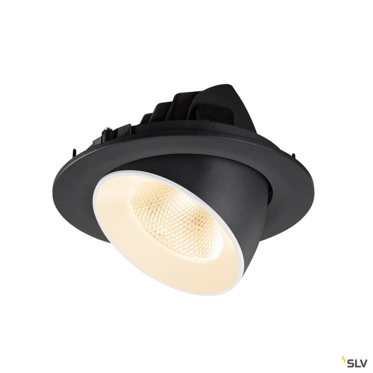 SLV NUMINOS® GIMBLE L, Deckeneinbauleuchte, 2700 K, 20°, IP20, rund, schwarz / weiß