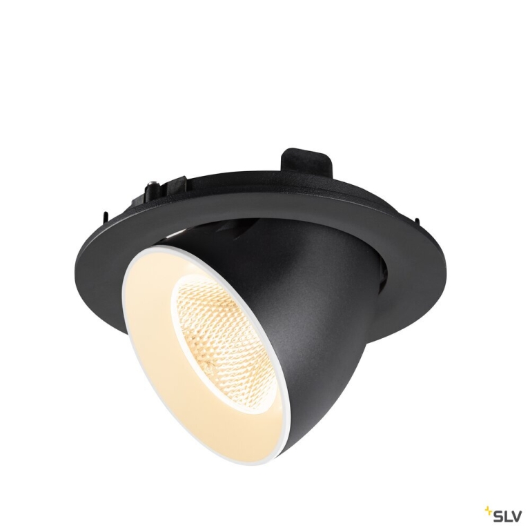 SLV NUMINOS® GIMBLE L, Deckeneinbauleuchte, 2700 K, 20°, IP20, rund, schwarz / weiß