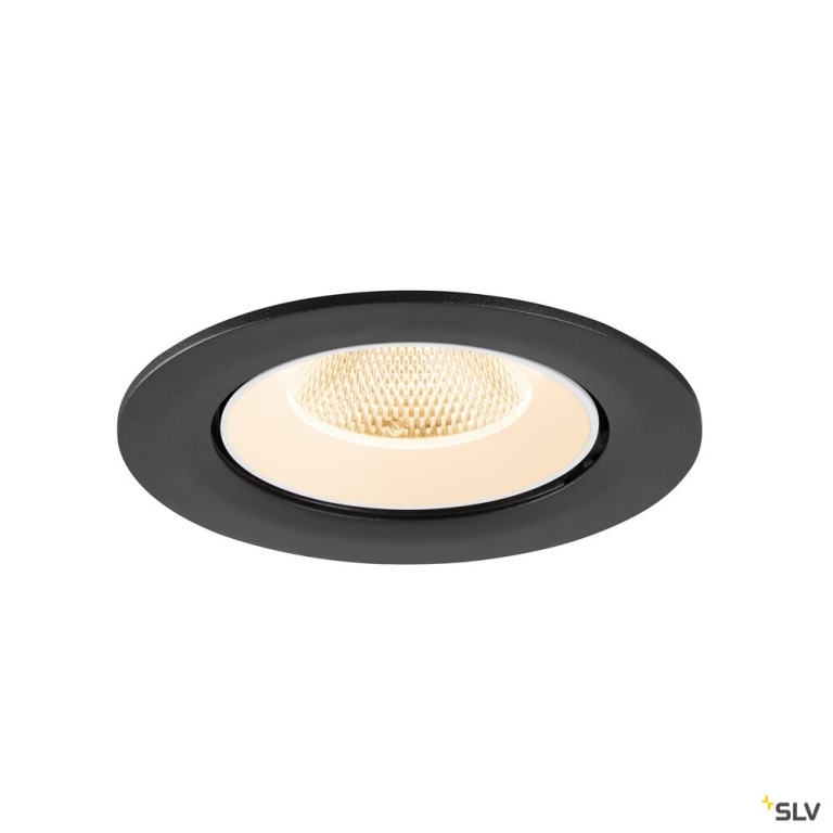 SLV NUMINOS® GIMBLE L, Deckeneinbauleuchte, 2700 K, 20°, IP20, rund, schwarz / weiß