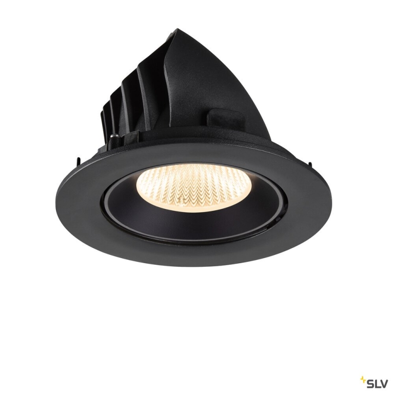 SLV NUMINOS® GIMBLE L, Deckeneinbauleuchte, 2700 K, 40°, IP20, rund, schwarz
