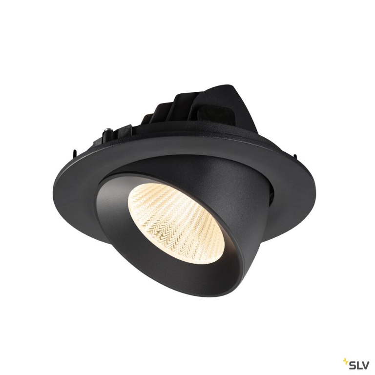 SLV NUMINOS® GIMBLE L, Deckeneinbauleuchte, 2700 K, 40°, IP20, rund, schwarz