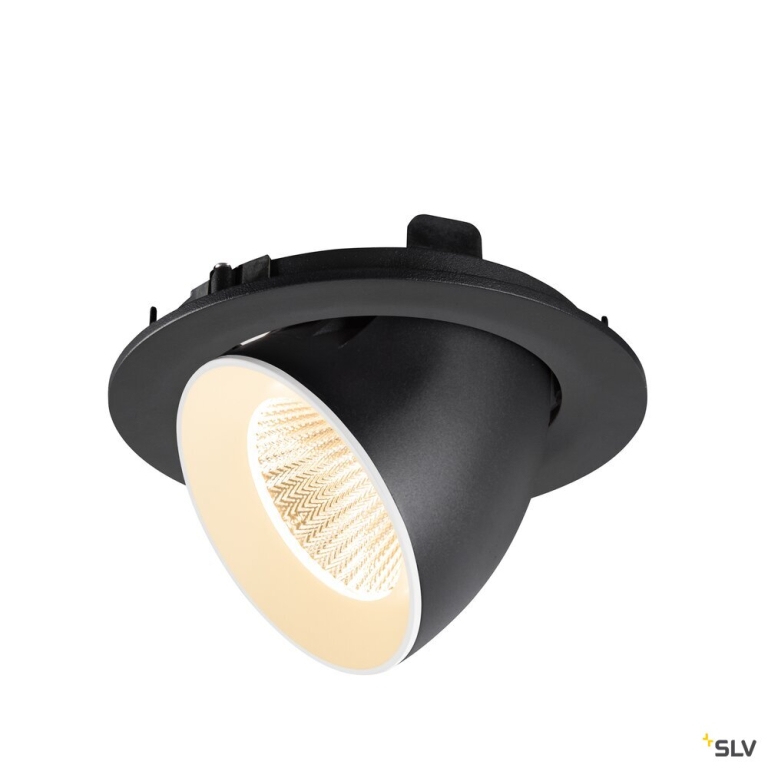 SLV NUMINOS® GIMBLE L, Deckeneinbauleuchte, 2700 K, 40°, IP20, rund, schwarz / weiß