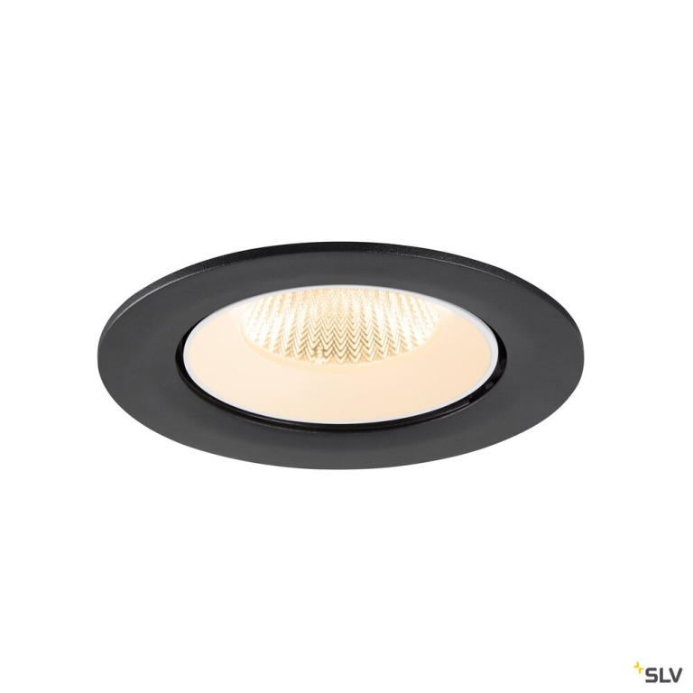 SLV NUMINOS® GIMBLE L, Deckeneinbauleuchte, 2700 K, 40°, IP20, rund, schwarz / weiß