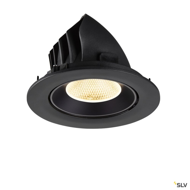 SLV NUMINOS® GIMBLE L, Deckeneinbauleuchte, 3000 K, 20°, IP20, rund, schwarz