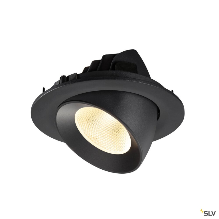 SLV NUMINOS® GIMBLE L, Deckeneinbauleuchte, 3000 K, 20°, IP20, rund, schwarz