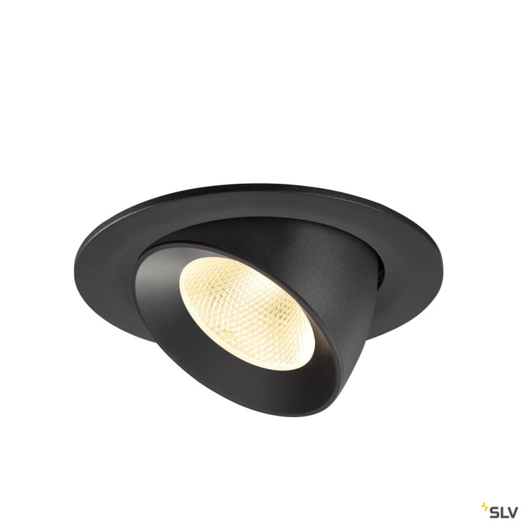 SLV NUMINOS® GIMBLE L, Deckeneinbauleuchte, 3000 K, 20°, IP20, rund, schwarz