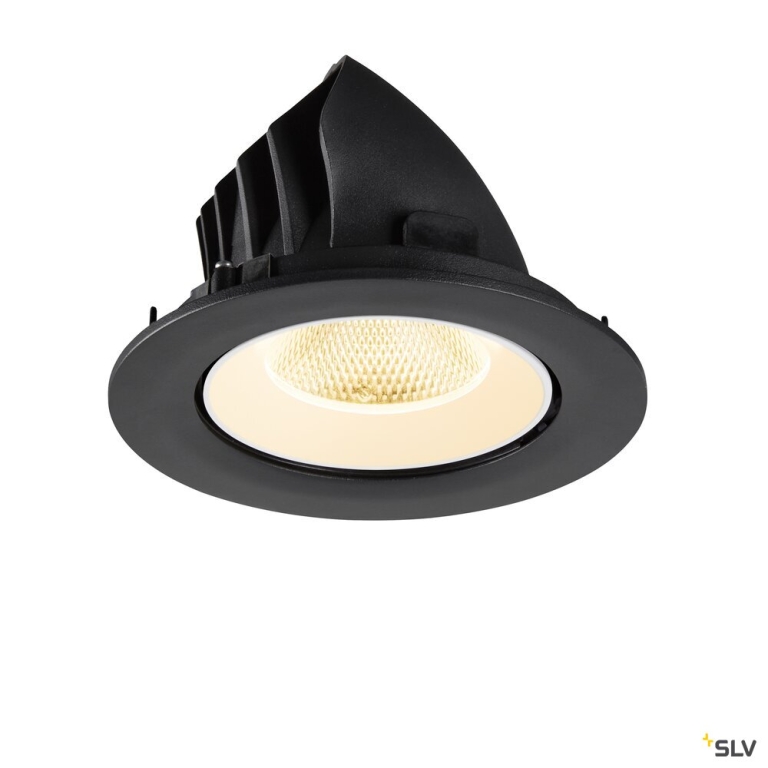 SLV NUMINOS® GIMBLE L, Deckeneinbauleuchte, 3000 K, 20°, IP20, rund, schwarz / weiß